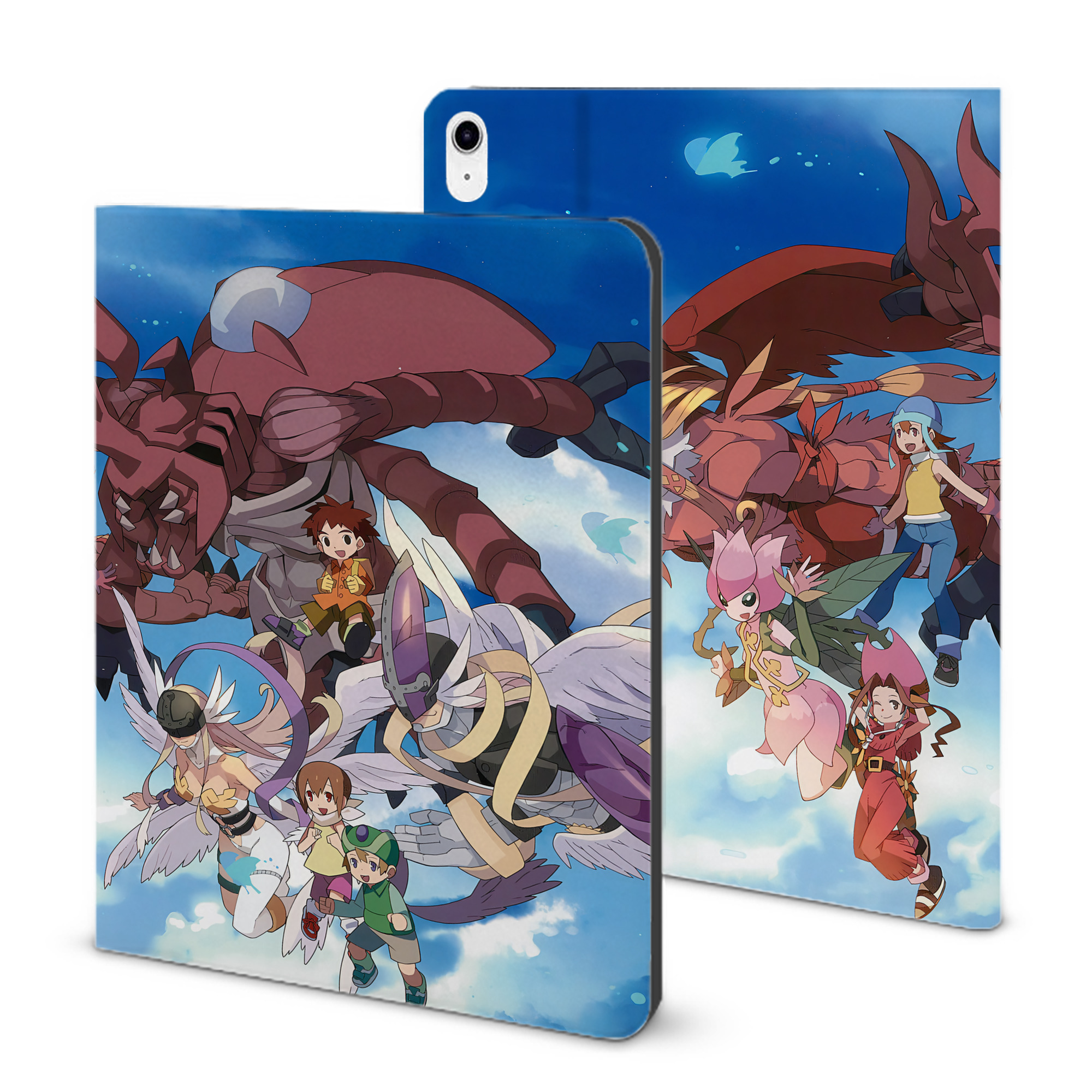 （画像用） Digimon デジタルモンスター/デジモン IPad ケース ブック型 PUレザー TPU 耐衝撃 軽量 薄型 ペン収納なし 全面保護 IPad 各モデル対応